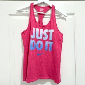 Nike The Athletic Cut Nike Tee Womens Pink Sleeveless Tank Top Logo - Medium